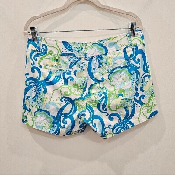 Lilly Pulitzer The Callahan Short Crystal Coast White Green Blue Seahorse Size 4 - Picture 6 of 10